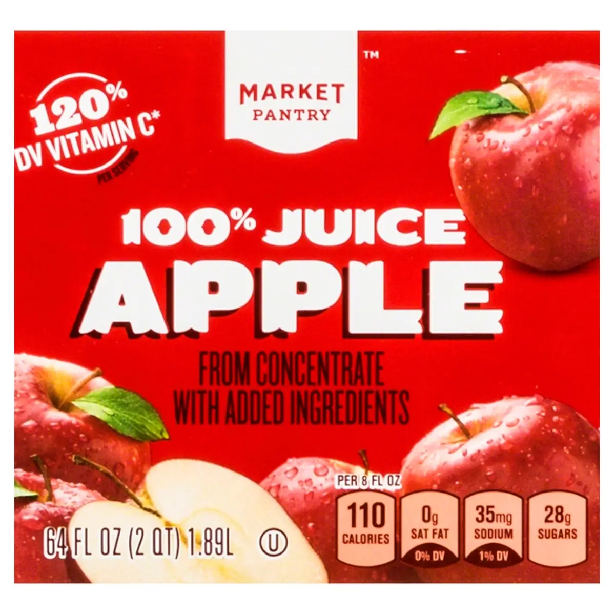Market Pantry 100% Apple Juice Natural Flavor - 64 fl oz Bottle