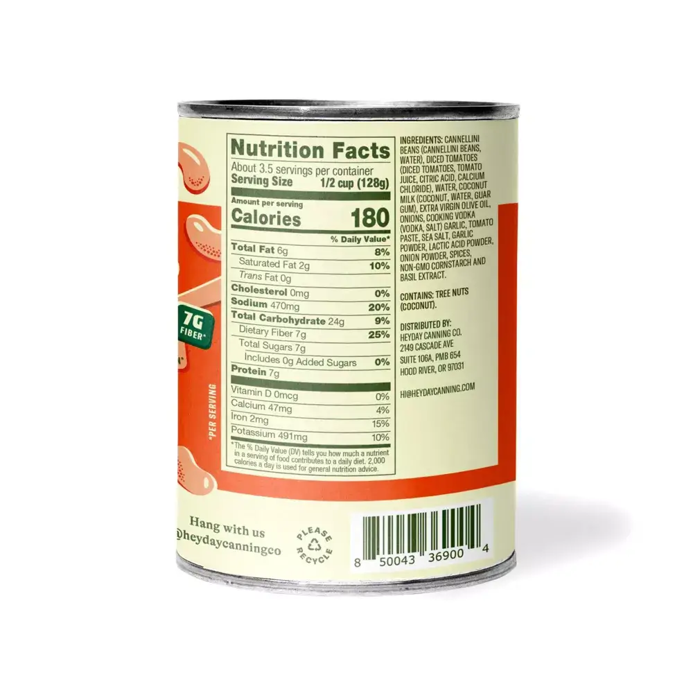 Heyday Canning Saucy Tomato Alla Vodka Cannellini Beans